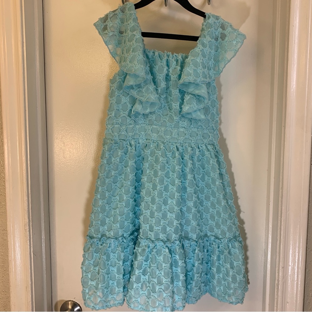 Emerald Sundae Light Blue Ruffled Kids Dress